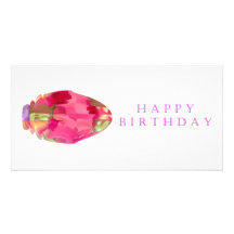 Pétalo cristalino de RedRose PinkRose del feliz cu Tarjetas Fotograficas Personalizadas