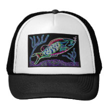 Pez papagayo de neón eléctrico gorros bordados