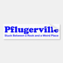 Pflugerville - pegado entre una roca y un lugar ex pegatina de parachoque
