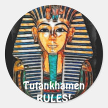 Pharaoh egipcio antiguo Tutankhamen Etiqueta Redonda