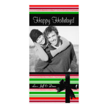 Photocard de las rayas del navidad tarjeta personal con foto