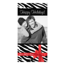 Photocard del navidad del estampado de zebra tarjetas fotográficas 