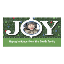 Photocard del verde de la alegría del día de fiest tarjetas con fotos personalizadas