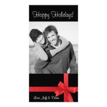 photocard negro rojo del navidad de la cinta tarjetas fotográficas 