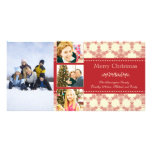 Photocard rojo de las Felices Navidad cuatro de lo Tarjeta Con Foto Personalizada