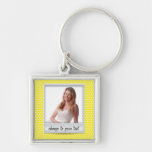 Photoframe polaroid en el polkadot blanco y amaril llavero