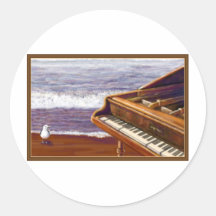 Piano en una playa pegatinas  