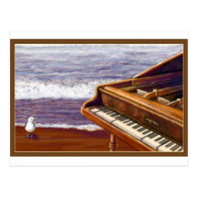 Piano en una playa tarjeta postal