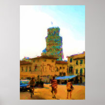 Piazza di Duomo y la torre de Pisa Posters