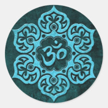 Piedra azul OM floral Pegatina