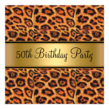 Piel del leopardo de la fiesta de cumpleaños invitaciones personalizada