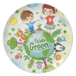 Piense a los niños verdes de Eco Platos