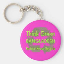 Piense Bangladesh verde Llaveros