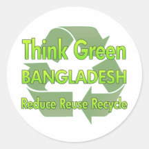 Piense Bangladesh verde Pegatina