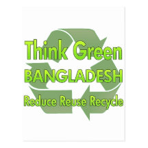 Piense Bangladesh verde Tarjeta Postal