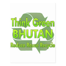 Piense Bhután verde Postal