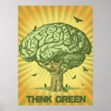 Piense el poster verde del árbol del cerebro