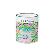 Piense la taza de café de la primavera