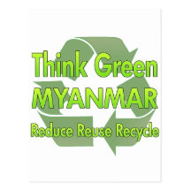 Piense Myanmar verde Postales