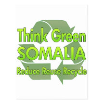 Piense Somalia verde Tarjeta Postal