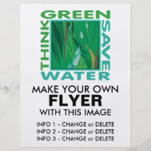 Piense verde, agua de la reserva flyer personalizado