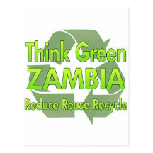Piense Zambia verde Tarjetas Postales