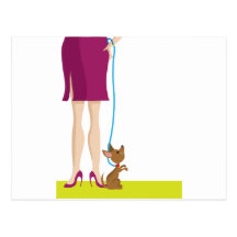 Piernas y perro tarjeta postal