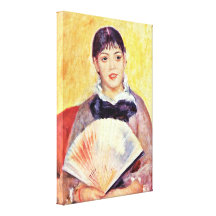 Pierre-Auguste Renoir - mujer con una fan Impresión En Lienzo Estirada