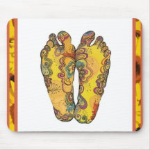 Pies felices Mousepad del hippy de Tappin Tapetes De Raton