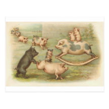 Piggies en postal del vintage del juego