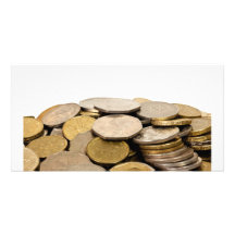 Pila de monedas tarjeta fotográfica