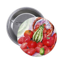 Pila de tomates rojos brillantes y de calabaza ray pin