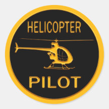 Piloto del helicóptero pegatina redonda