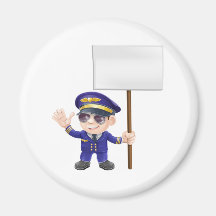 Piloto lindo con el ejemplo del carácter de signo imán de frigorífico