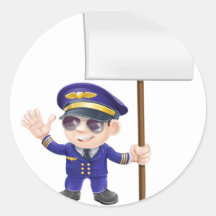 Piloto lindo con el ejemplo del carácter de signo etiqueta