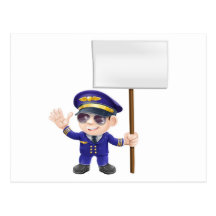 Piloto lindo con el ejemplo del carácter de signo postales