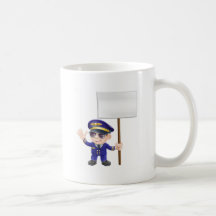 Piloto lindo con el ejemplo del carácter de signo taza de café