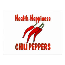 Pimientas de chile de la felicidad de la salud postales