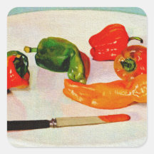Pimientas del chile picante pegatinas cuadradas personalizadas