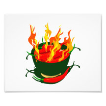 Pimientos picantes en llamas verdes de la taza cojinete