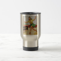 Pin de bolos encima del chica taza de café
