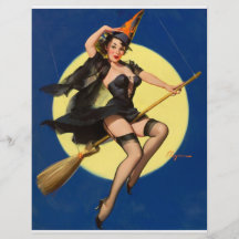 Pin de la bruja de Halloween encima del chica Tarjetas Publicitarias