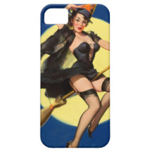 Pin de la bruja de Halloween encima del chica iPhone 5 Carcasa