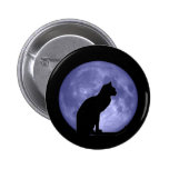 Pin del botón de la luna azul del gato negro