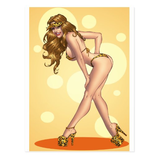 Pin-para arriba atractivo del chica del bikini de  tarjeta postal