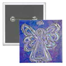 Pin púrpura del botón del ángel