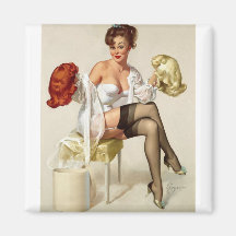 Pin retro de Gil Elvgren del vintage encima del ch Iman De Nevera