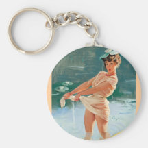 Pin retro de Gil Elvgren del vintage encima del ch Llaveros