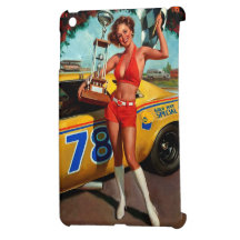 Pin retro de la carrera de coches de Gil Elvgren d