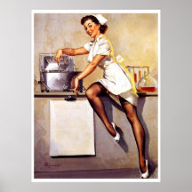 Pin retro de la enfermera de Gil Elvgren del vinta Poster